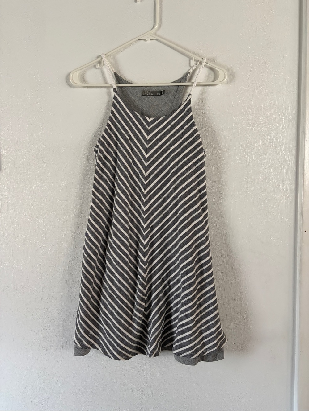 Prana Gray & White Striped Knit Swing Dress